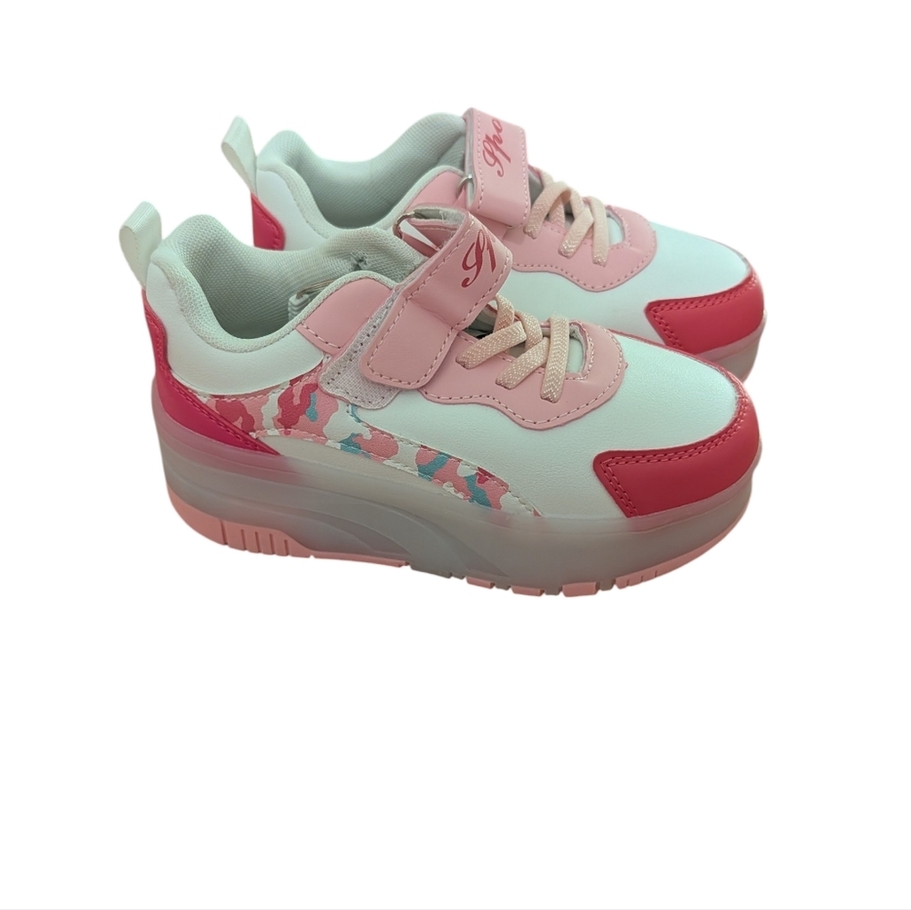 LED Roller Skates Shoes 4 Wheel Skating Pink and White Light-Up Size 1 - Picture 8 of 11